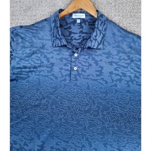 Peter Millar Summer Comfort‎ XXL Blue Camo Golf Polo Shirt Mens Short Sleeve
